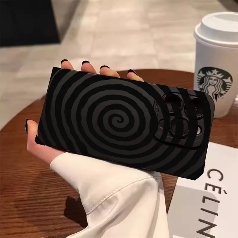 Swirl Circle Pattern Silicone Matte Soft Phone Case