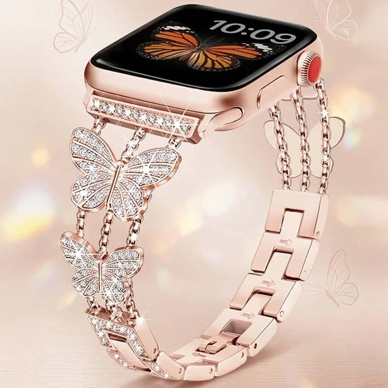 Butterfly Sparkle Diamond Strap for Apple Watch - Metal Bracelet