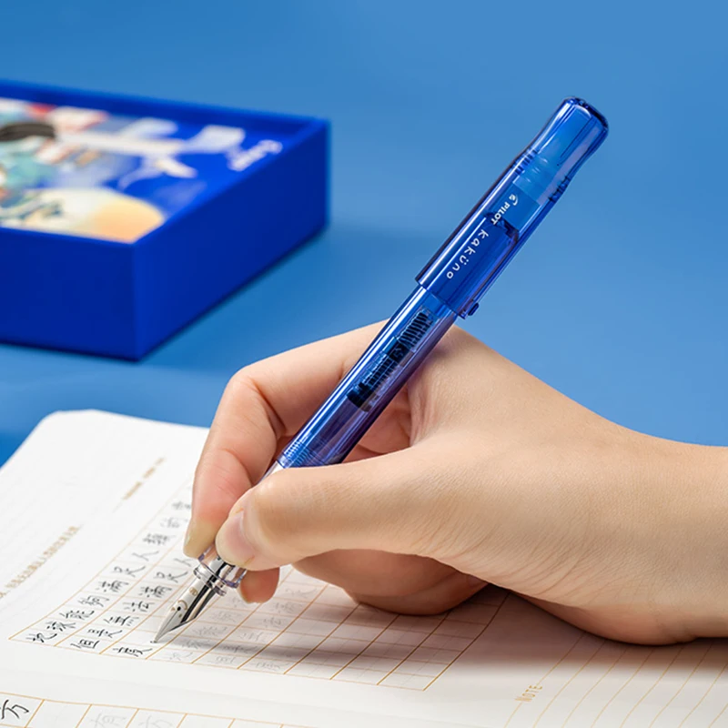 PILOT Fountain Pen Set Gift Box KaKuno Smiling Face Pen FM Glass Blue Calligraphy With Ink Applicator Art Supplies fountain pen,calligraphy pen,pen set