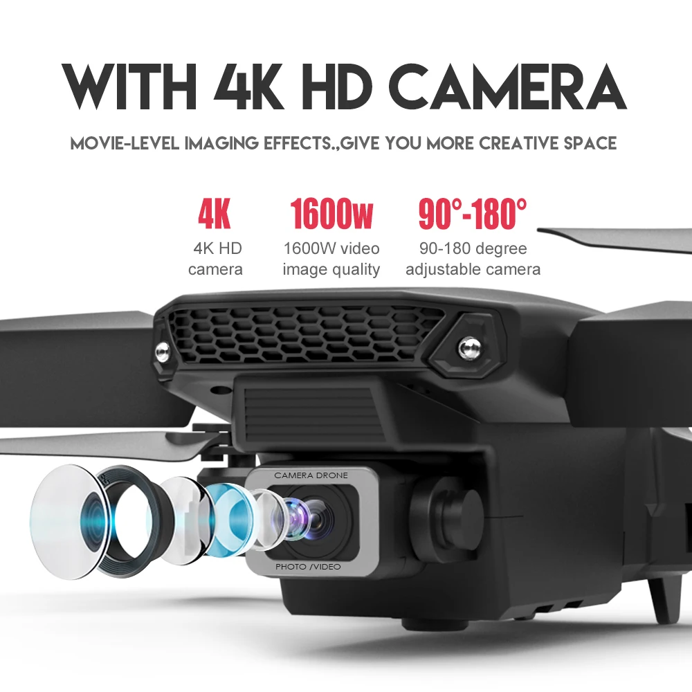 E88 Pro Drone avec Caméra pour Adultes HD Caméra Vidéo en Direct Drone pour  Débutants, avec Sac de Transport Gris 720P - Cdiscount Jeux - Jouets