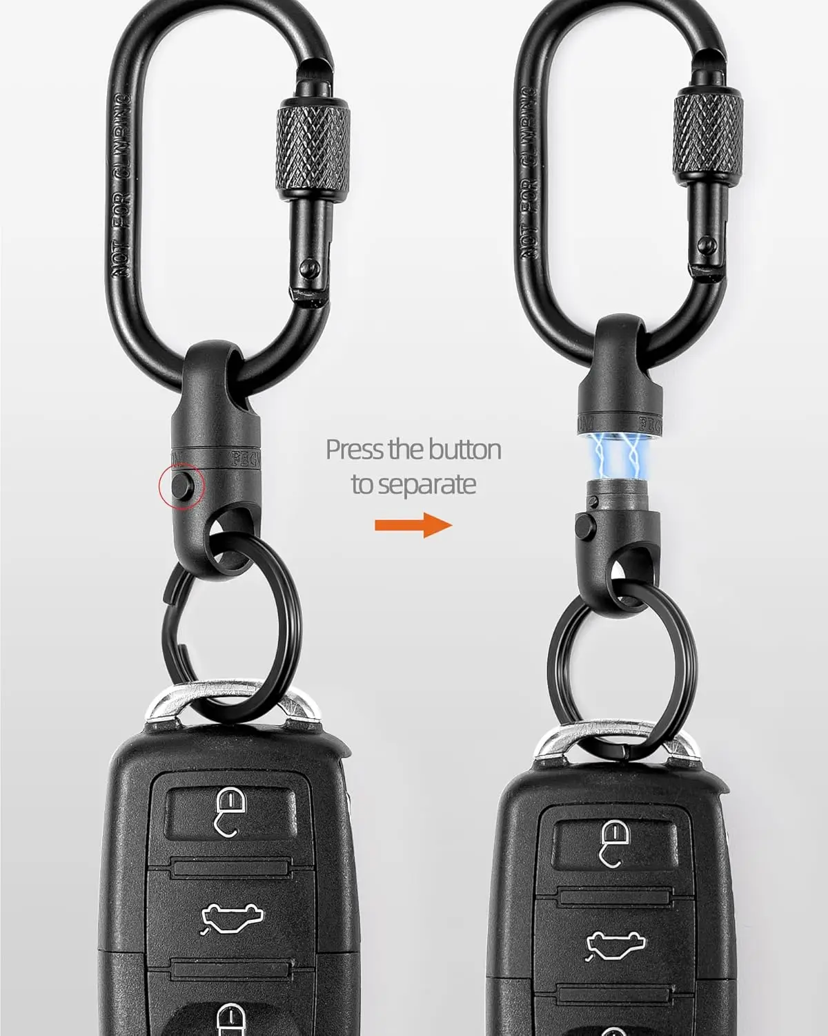 FEGVE Titanium Quick Release Magnetic Keychain Carabiner Clip Key Ring for Ourdoor Camping Security Lock Design