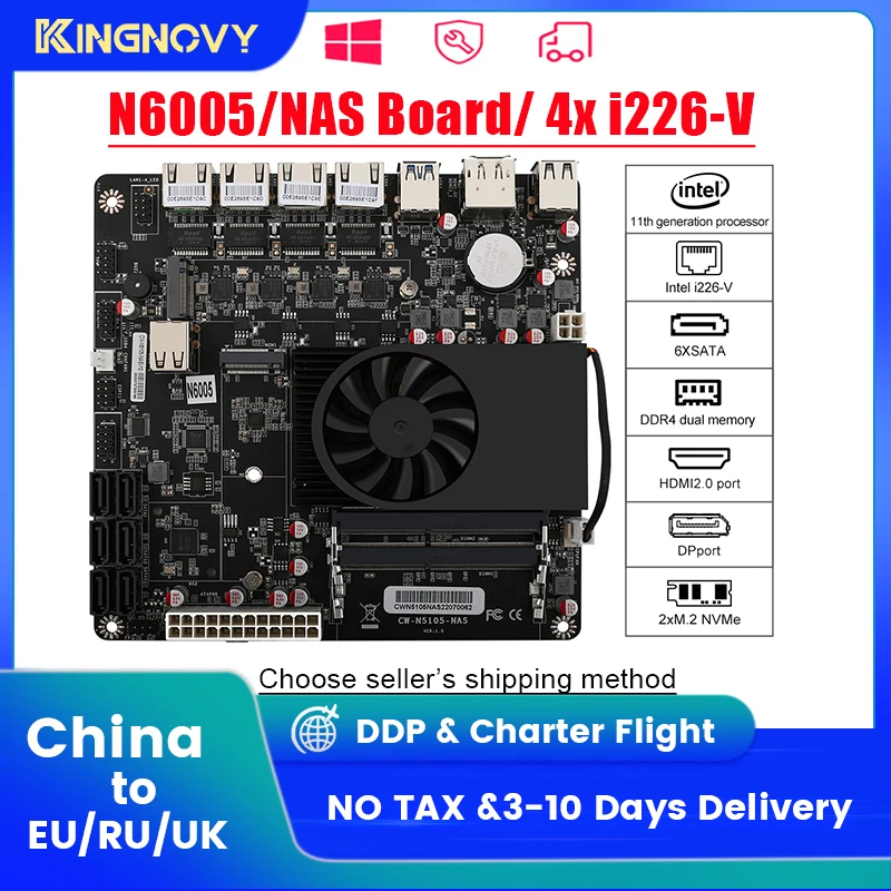 Mini Itx Nas Motherboard 4x Intel I226v Lan Pentium N6005 Industrial