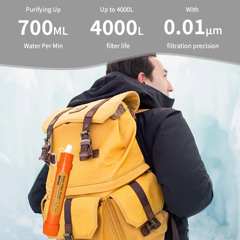 Filtre à Eau de Survie TRAHOO - Filtration Multicouche 4 Étapes - Portable pour Camping et