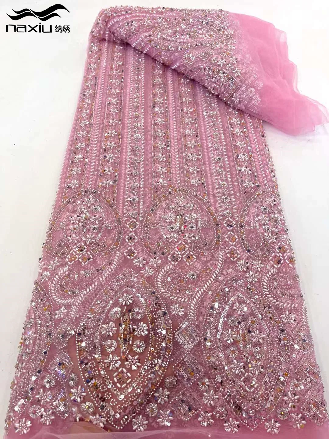 

Madison-Latest Nigerian Sequins Lace Fabric, тяжелая кружевная ткань из бисера, французский бисер с вышивкой, роскошь, свадьба, 2024 г.