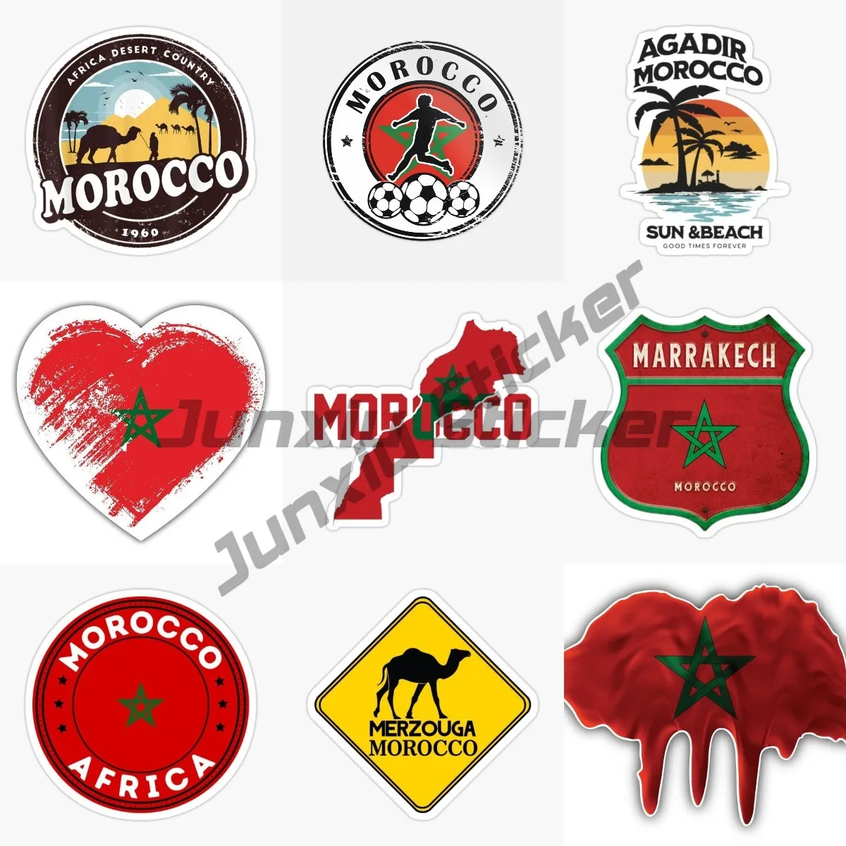Akachafactory – 2 Adesivi Bandiera Del Marocco Vintage Per Auto O Moto – 10x6 Cm, Resistenti A Sole E Acqua