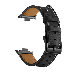 Premium Leather Loop Bracelet for Smartwatches and Fitness Bands (Gal3 - blackbk bk)