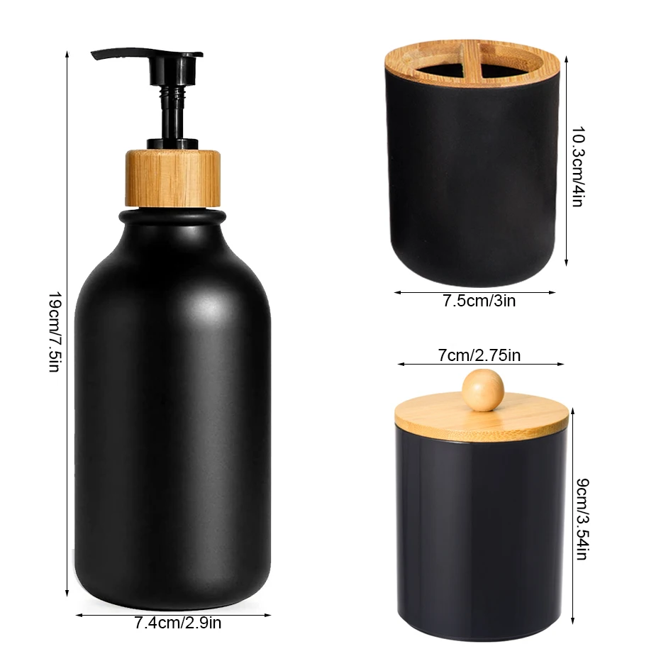Lotion Soap Dispenser Cotton Swab & Toothbrush Holder Farmhouse Decoration Bathroom Storage Container Soap Dispenser 2