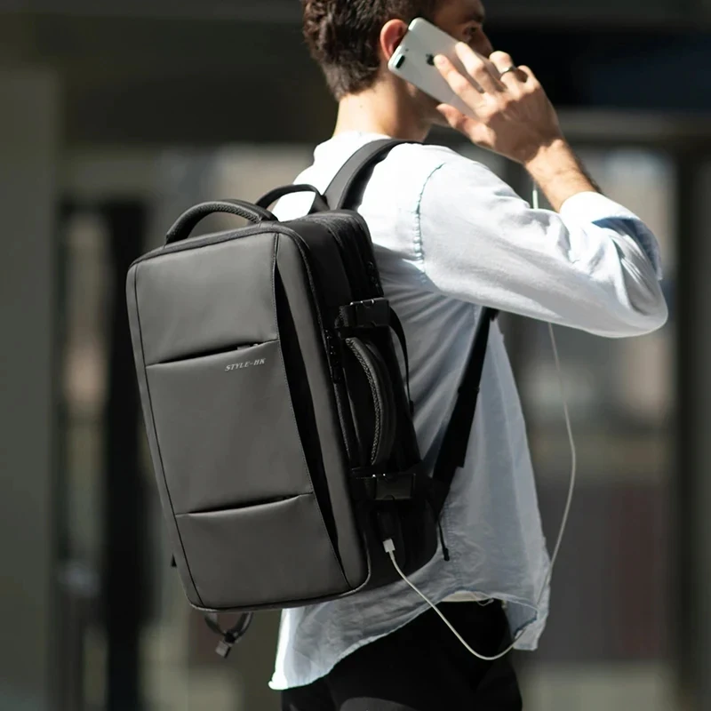 HK Business Backpack for Men Waterproof Anti-Theft 15.6” Laptop Backpack Casual Large Capacity Expandable Travel Bag Short Trip 3