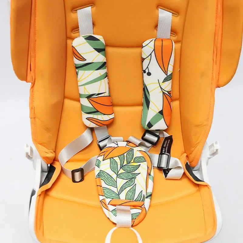 Car Seat Strap Covers For Kids Soft Seat Belt Cover Shoulder Pads Safety Belt Cute Strap Pads With Crotch Pad Anti-Slip