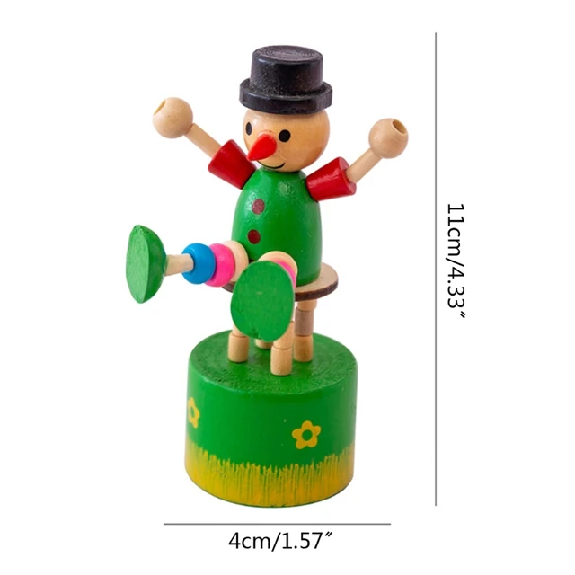Cute Creative Swing Wooden Clown Dancing Desktop Toys 4.33x1.57