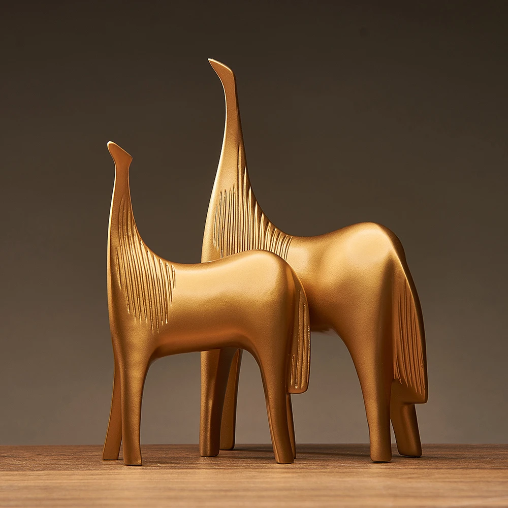 Horse Sculpture Home Decor Animal Statues Model Gold Home Decoration Accessories Living Room Art