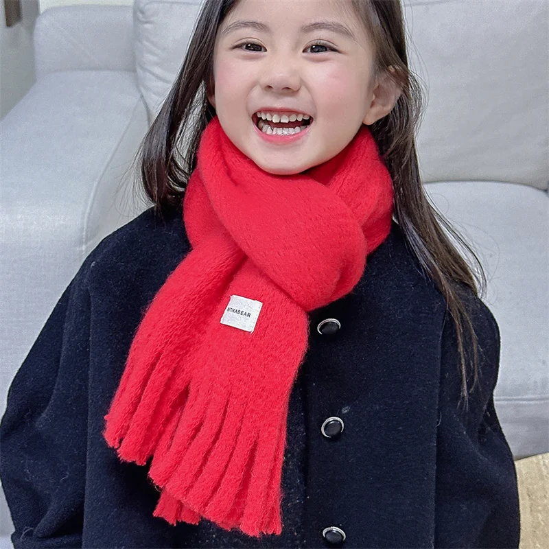 Winter Children Fashion Solid Tassel Knitted Scarf Boys Girls Warm Versatile Korean Scarf Baby Neckerchief Clothing Accessories