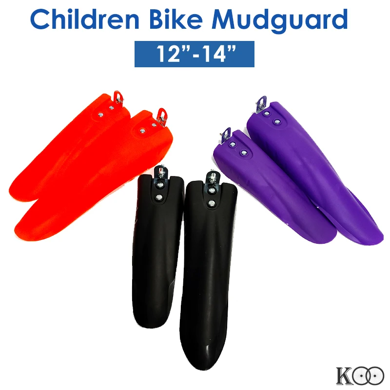 1 Pair 12-14 Inch Kids Bike Mudguards PVC Plastic Front & Rear Fender Kit For Bicycle Fender Anti-aging Replace Cycling Parts