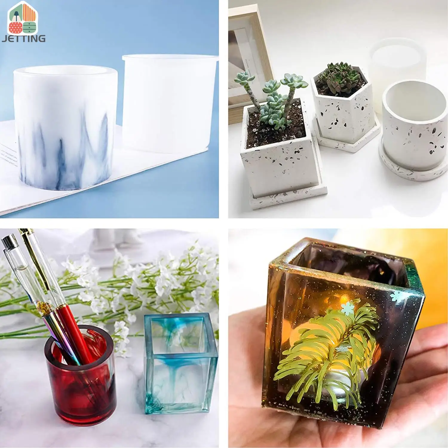 Pen Holder Crystal Silicone Casting Molds Cup Pot Makeup Brush Organizer Epoxy Resin Molds For DIY Jewelry Making Supplies silicone mold