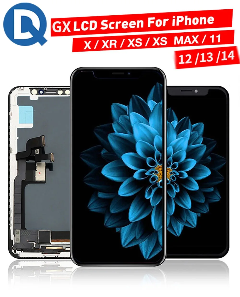 

GX LCD Touch Screen Digitizer Assembly Replacement, 100% Tested, iPhone XR, XS Max, 11, 12, 13, 14 Pro Max, OLED Display, 14 Plu