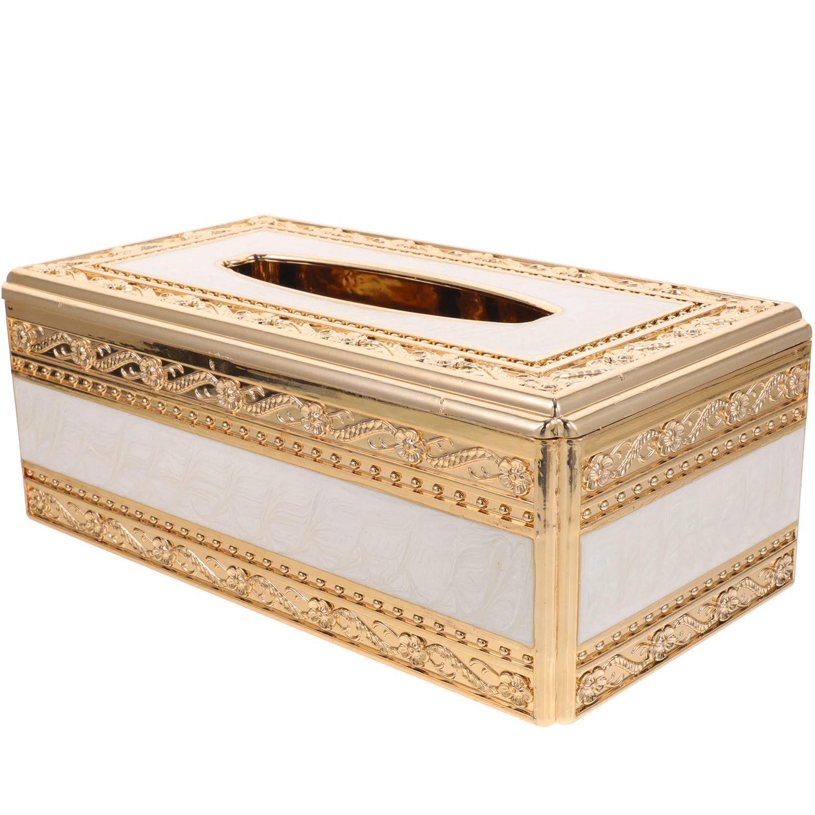 

Inlaid Gold Jade Tissue Box Case Paper Towels Acrylic Holder Tabletop Decor Restaurant Napkin Organizer for KTV Work Desk