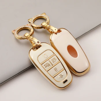 자동 2020 2021 Hyundai Sonata Nexo DN8 Santa Fe TM Tucson NX4 Staria Ioniq, 5 버튼 소프트 TPU 자동차 키 커버 케이스 키 체인