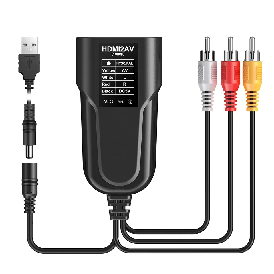 WIISTAR HD 1080P, HDMI AV/RCA CVBS 어댑터 미니, HDMI2AV Hdmi to AV(CVBS