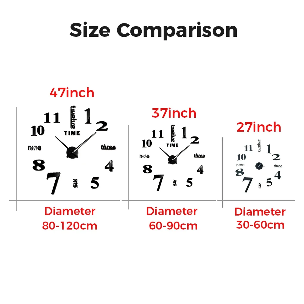 3D Digital Wall Clock DIY Frameless Wall Clocks Acrylic Mirror Stickers Home Decor Living Room Quartz Needle Hanging Watch digital clock wall clock