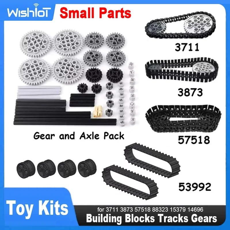 Legoeds-compatible Technical Tracks and Wheels Pack Gears and Axle Set Tank Chain Crawler For 3711 3873 57518 88323 15379 14696 technical tracks and wheels set