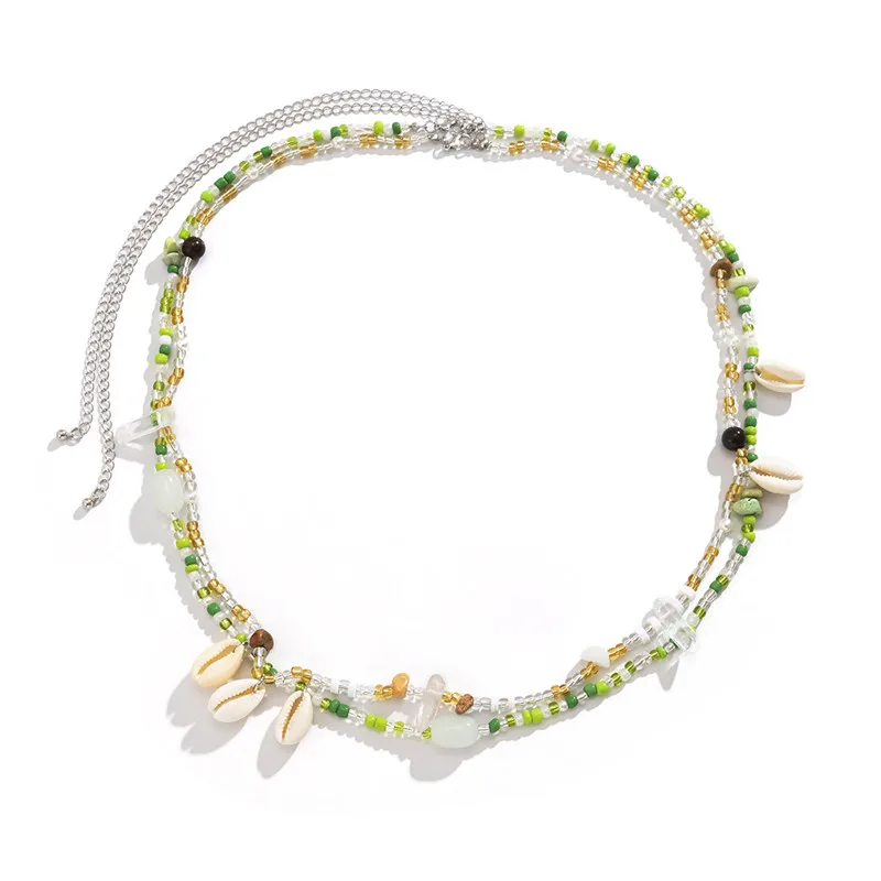 2022 New Beautiful Sexy Shell Beads Waist Chain Pastoral Style Beach Holiday Double Layers Crystal Body Chain