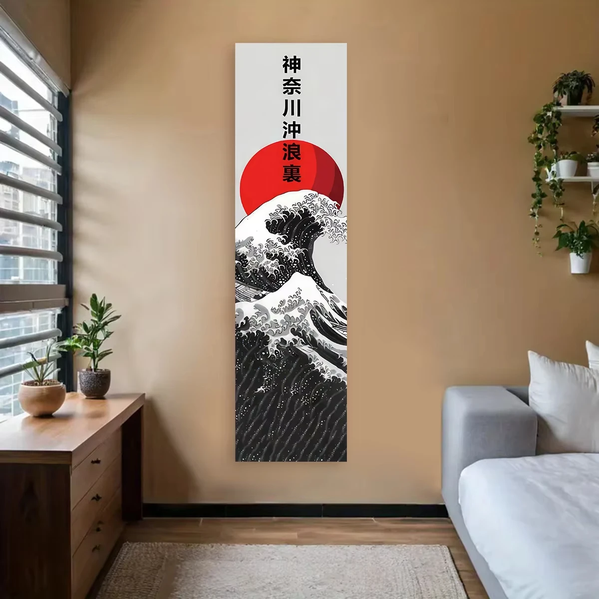 VIKAMA Japanese Wave Wall Decoration Tapestry Red Sun And Waves Landscape Aesthetic Tapestry Home Wall Decoration Hangings 1