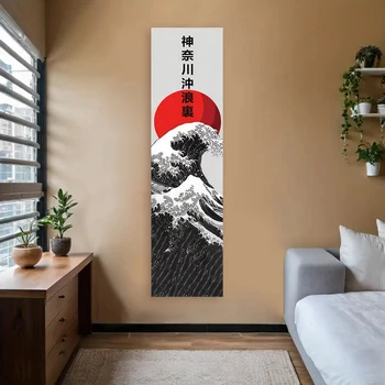 VIKAMA Japanese Wave Wall Decoration Tapestry Red Sun And Waves Landscape Aesthetic Tapestry Home Wall Decoration Hangings 1