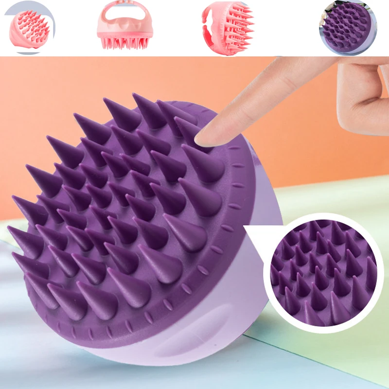 PortableSiliconeShampooBrushHandheldRoundSoftScalpMassageBrush