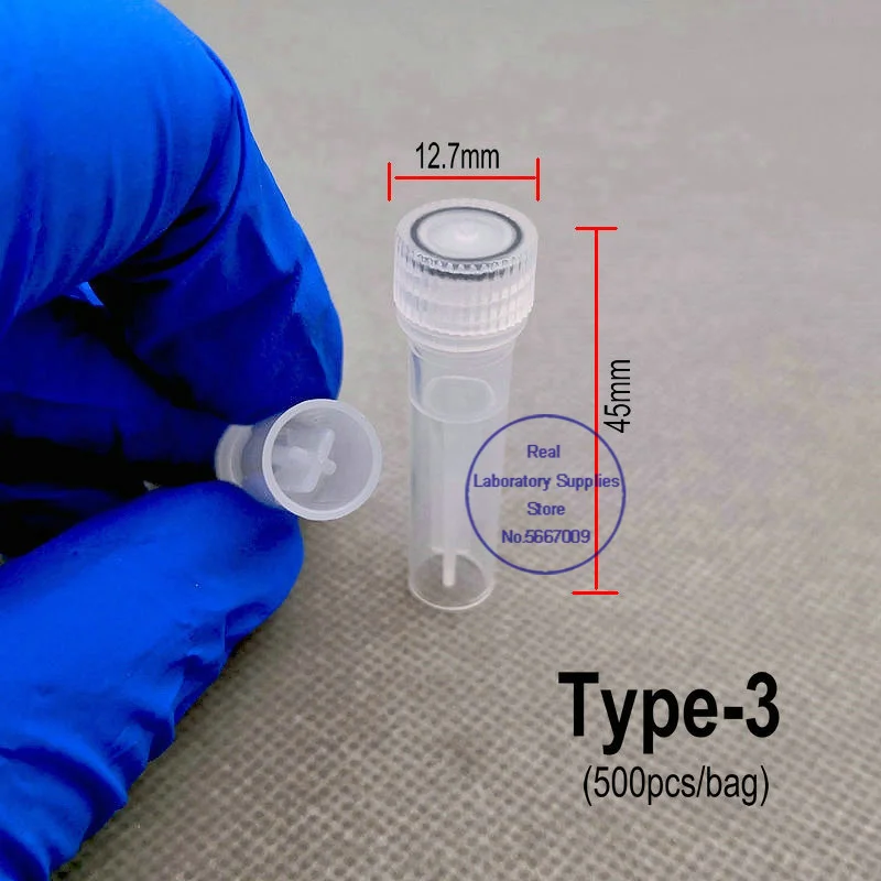500pcs/lot 0.5ml Plastic Freezing Tube Lab Cryovial Lyophilized Bottle with Silica Gel Gasket Centrifuge Tubes
