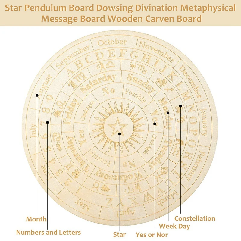 Star Pendulum Board Wooden Dowsing Board Spirit Divination Metaphysical Message