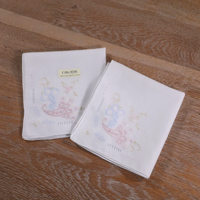 S026 Fehér 12 Darab 100% Pamut “X12” Rajzolt Szálmű Kézi Hímzett Kézzel Készített Szélek Esküvői Zsebkendő Nők Hanky