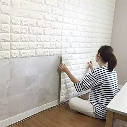 

Wall Stickers Wall Stickers Home-Decor-Products 3D Wall stickers White Self-Adhesive Panel Decal PE Brick Wallpaper