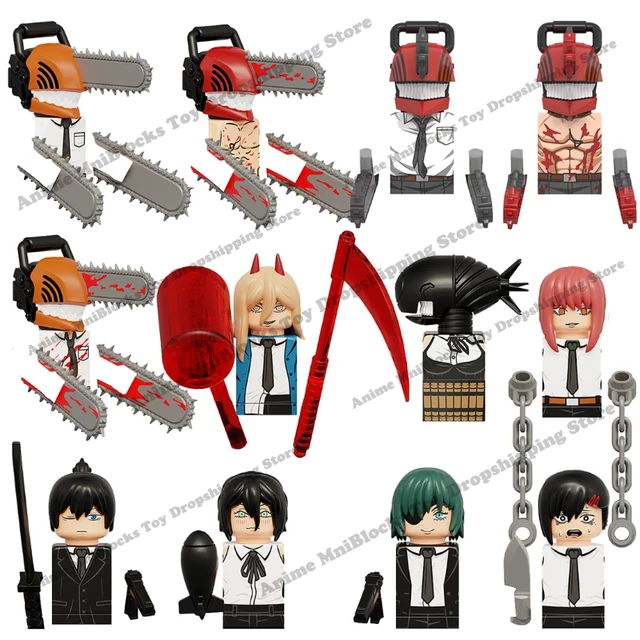 KT1067 Chainsaw Man Anime Denji Pochita Power Electric Times Beam Tolka  Angel Building Blocks Mini-Figures Kids Toys