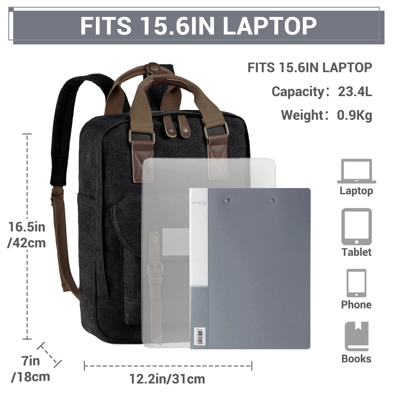 Lifewit 15.6" Men Laptop Backpack Travel Business Messenger Bag School Book bag 