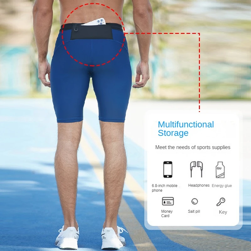 Men's Sports Tight Shorts Quick Drying Running Fitness Yoga Basketball Compression Training Leggings Pants Workout Gym Shorts