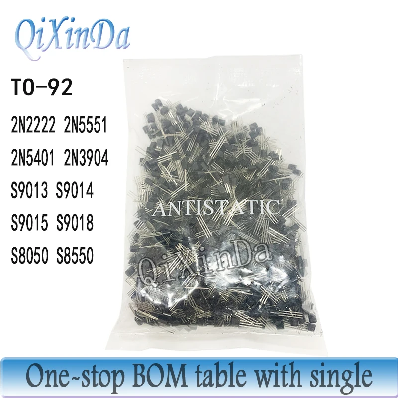 Transistors Kit S9012 S9013 S9014 S9015 S9018 S8050 S8550 SS8050 SS8550 2N5551 2N5401 2N3904 2N3906 2N2222 2N2907 TO-92 1000PCS/LOT