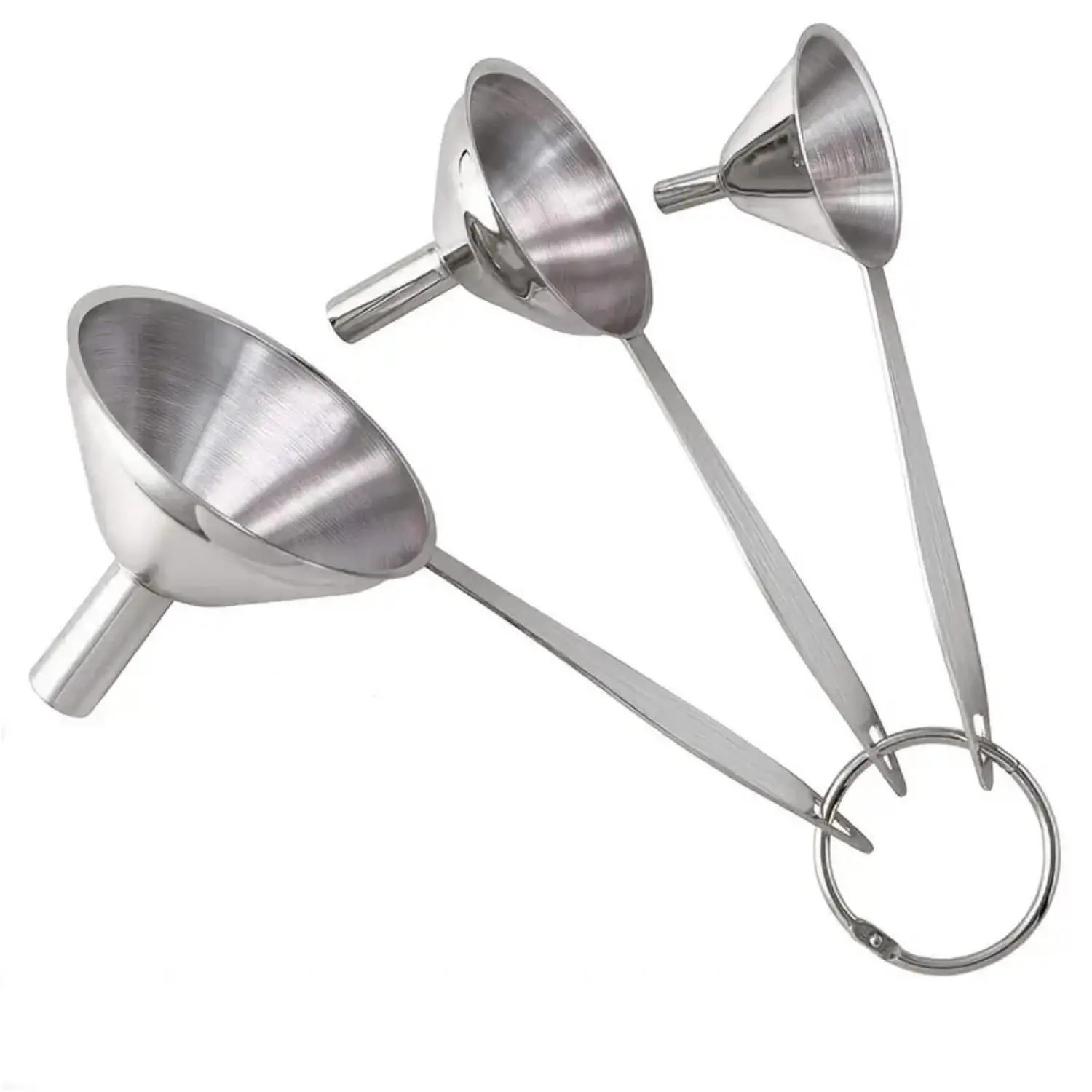 304 Stainless Steel Funnels With Cleaning Brush Set Of 4 Small Funnel Set For Transferring Essential Oils Liquid Fluid Spice