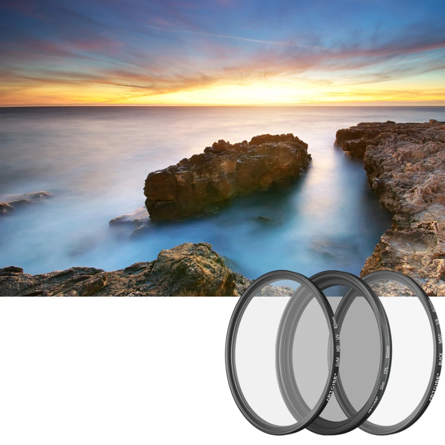 UV+CPL+Black Diffusion 1/4 Camera Lens Filter Set 3 in 1 Kits with Bag cleaning