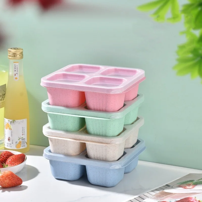 Reusable Plastic Square Bento Box Food Container with Lid