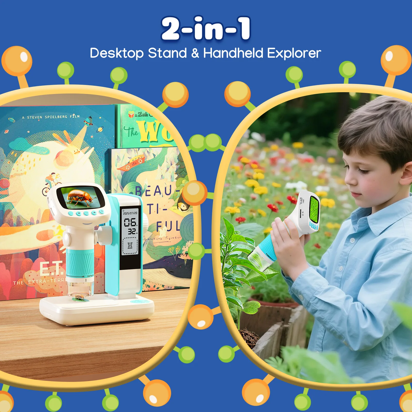 Kid Microscope Alarm Clock  2 in 1Educational Toy with Light 1000X STEM Microsco