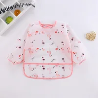 0-4Yrs Baby Kids Toddler Long Sleeve Bibs Scarf Waterproof Smock Feeding Apron Pocket Infant Boys Girls Burp Cloth Bandana Bibs 6