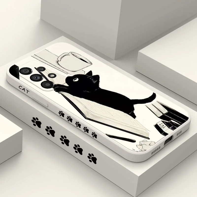 Naughty Cat Phone Case For Samsung A54 A34 A14 A24 A73 A53 A33 A23 A13 A03 A04 A04S A72 A52 A52S A32 A22 A15 A25 A35 A55 4G 5G
