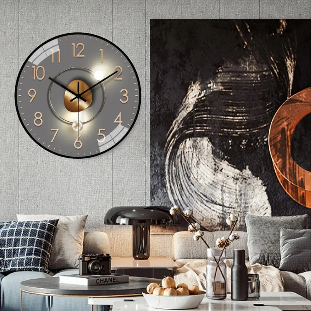 Wall Clock Light Shadow Art Mute Silent Quartz Clock Number Hanging Clocks Geometric Wall Watch Clock Home Bedroom Decoration