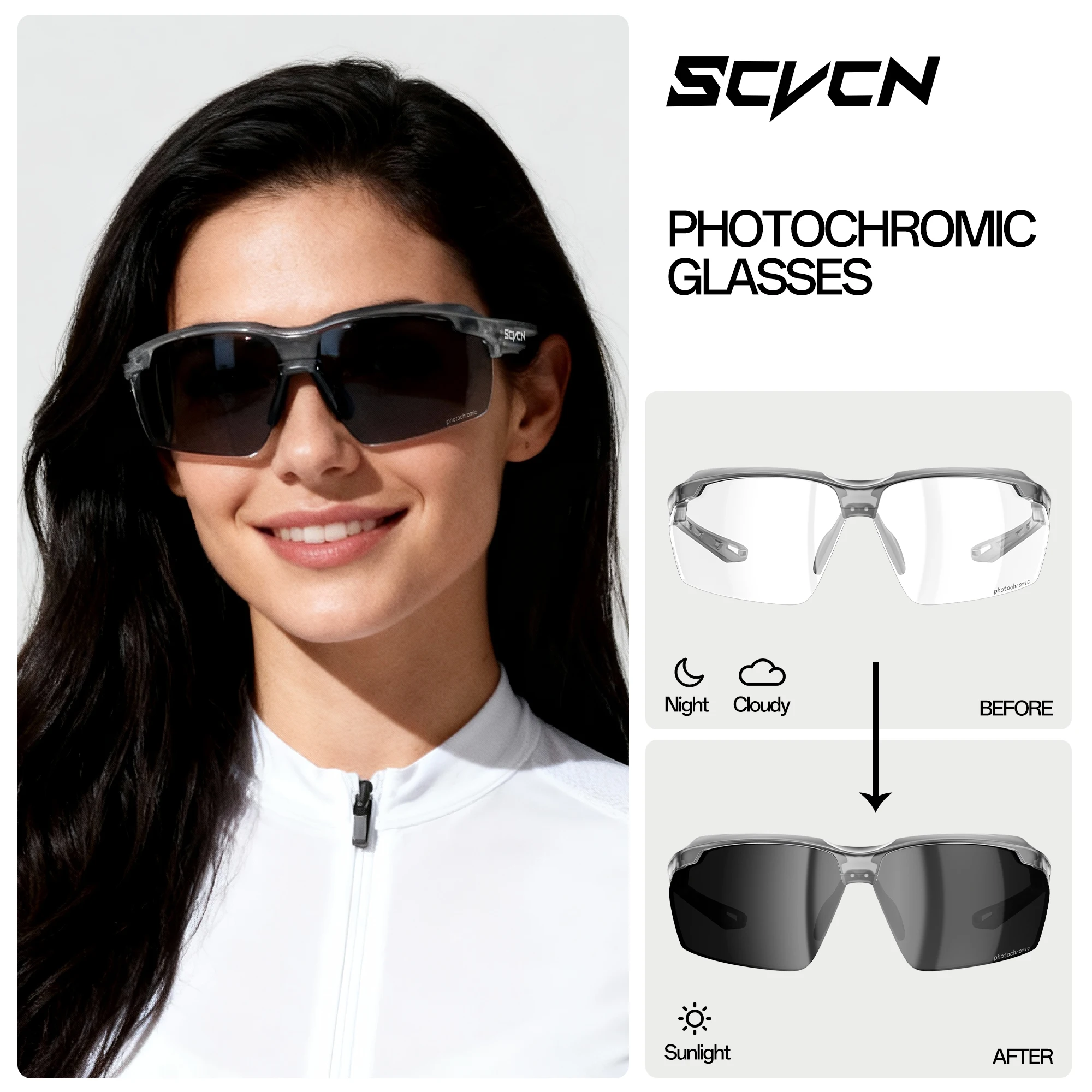 Photochromic Sports Sunglasses - Unisex UV400 Cycling & Running Eyewear