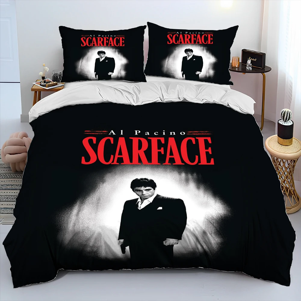 Movie Scarface Tony 3D Printing Comforter Bedding Set,Duvet Cover Bed Set Quilt Cover Pillowcase,King Queen Size Bedding Set Kid 3