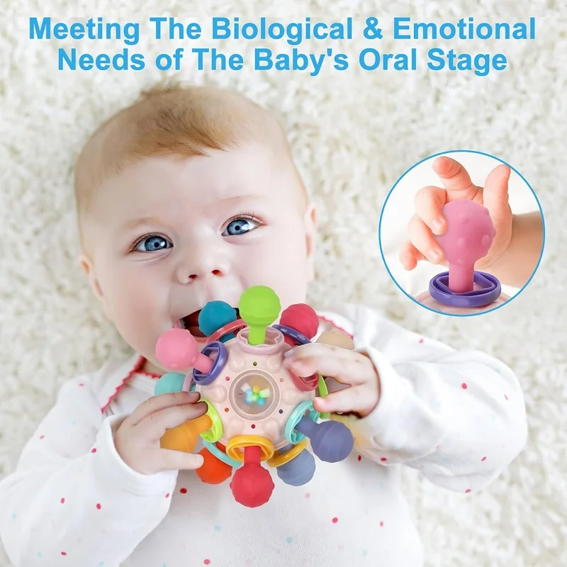 Baby Teething Toys For Babies 0-6 Months Food Grade Teething Toys Rattles Montessori Sensory Teether For Newborn 0 3 6 12 Months