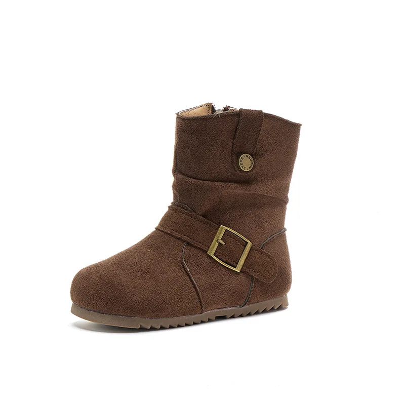 Kids Short Boots Retro Korean Style Girls Princess Boots Round Toes 2025 Autumn Winter Children Leather Boots Withside Zipper