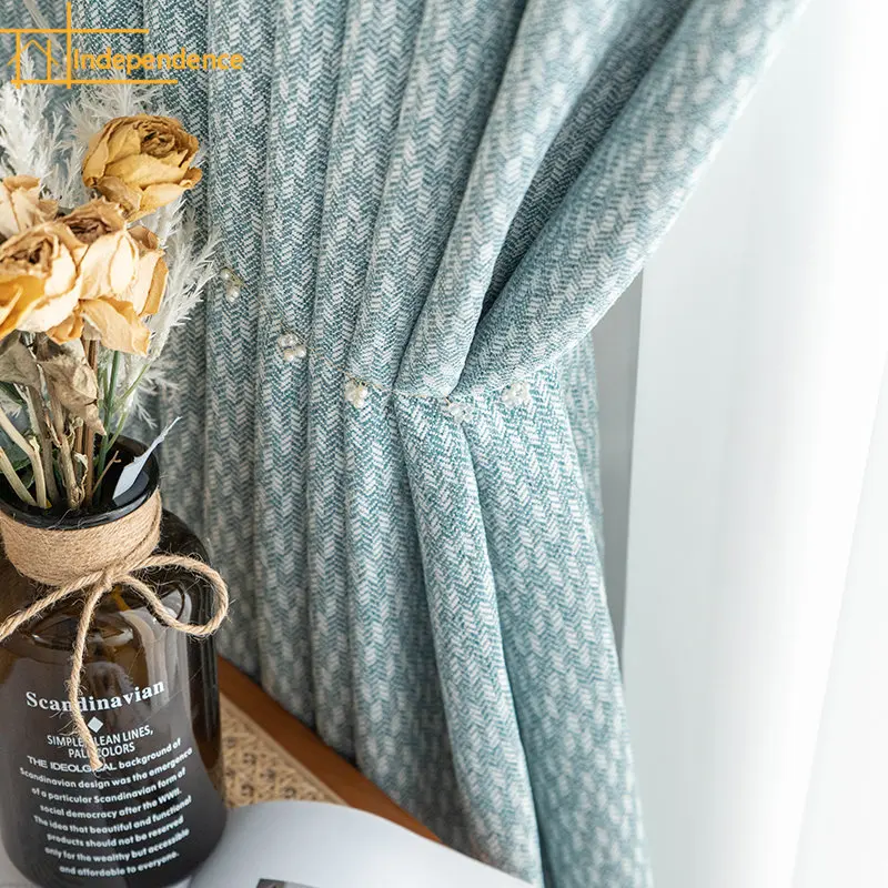 High end cotton and linen curtain fabric living room bedroom floor to ...