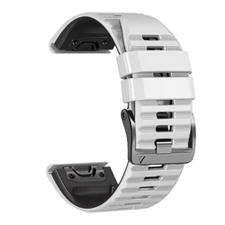 QuickFit Silicone Watchband Bracelet - Premium Strap for Garmin Fenix & Enduro Series (White black)