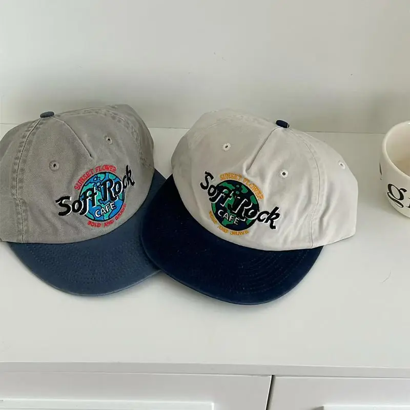 2026 Retro Amerikanische Washed Flat Brim Baseballkappe mit Buchstabenstickerei, Koreanische Version, Sonnenschutz – Detail 4
